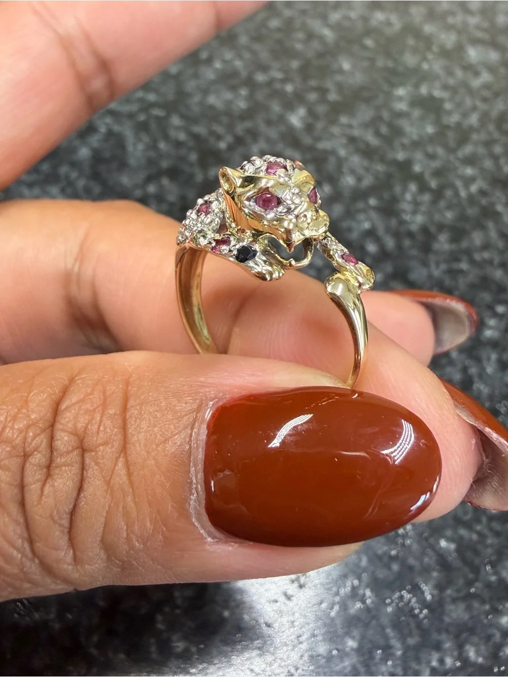 14k panther multi stone ring